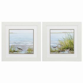 19" X 19" White Frame Afternoon On Shore (Set of 2)