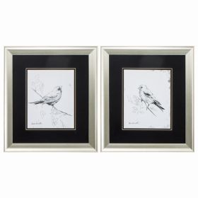 16" X 18" Aged Silver Frame Song Bird (Set of 2)