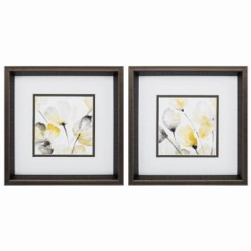 12" X 12" Brushed Silver Frame Natural Abstract (Set of 2)