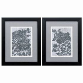 9" X 11" Silver Frame Blooming Peony (Set of 2)