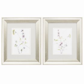 11" X 13" Brushed Silver Frame Branches & Blossoms (Set of 2)