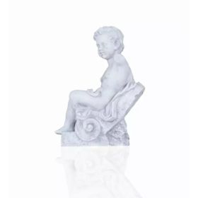 Vintage Look Off White Boy Sitting Statue (Pack of 1)