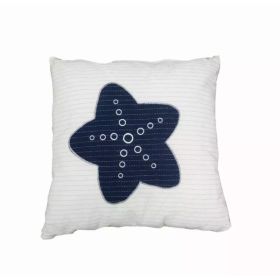Nautical Blue Star White Square Accent Pillow (Pack of 1)