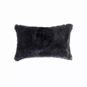 5" x 12" x 20" 100% Natural Rabbit Fur Black Pillow (Pack of 1)