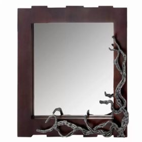 3" x 33" x 32" Brown and Silver Vine Wall Mirror (Pack of 1)