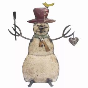 6" x 12" x 14" White Red Bronze Yellow Reclaimed Iron Snowman (Pack of 1)