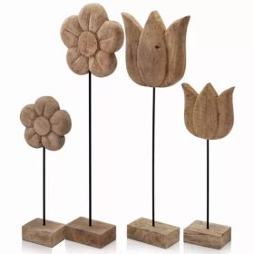 4" x 10" x 33" Natural and Black Tall Daisy on Stand (Pack of 1)