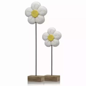 4" x 8" x 21" Natural and Black White Small Daisy on Stand (Pack of 1)
