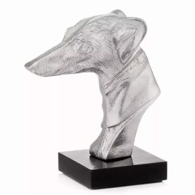 4" x 7.5" x 8.5" Silver and Black Bust on Bone Base Hound (Pack of 1)