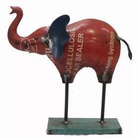 3.5" x 12" x 12" Red Green Bronze Reclaimed Iron Elephant (Pack of 1)