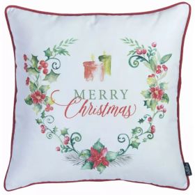 Merry Christmas Wreath Square decorative Throw Pillow Cover (Pack of 1)