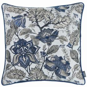 Blue Jacquard Iris Weave decorative Throw Pillow Cover (Pack of 1)