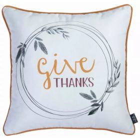 Give Thanks Square Printed decorative Throw Pillow Cover (Pack of 1)