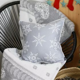 18"x18" White Snow Flakes Christmas decorative Throw Pillow Cover (Pack of 1)