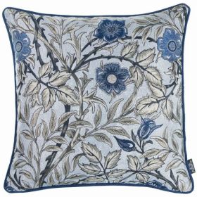 Blue Jacquard Leaf decorative Throw Pillow Cover (Pack of 1)