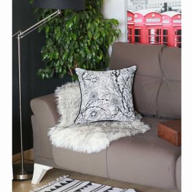 17"x 17" Grey Jacquard Artistic Leaf decorative Throw Pillow Cover (Pack of 1)