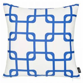 Blue and White Geometric Squares decorative Throw Pillow Cover (Pack of 1)