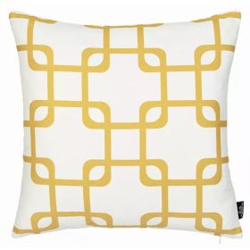 Yellow and White Geometric Squares decorative Throw Pillow Cover (Pack of 1)