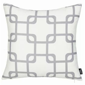 Gray and White Geometric Squares decorative Throw Pillow Cover (Pack of 1)