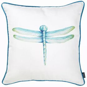 Square Aqua Blue Watercolor Dragonfly decorative Throw Pillow Cover (Pack of 1)