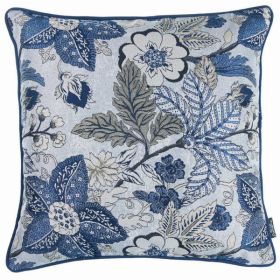 Square Blue Jacquard Leaf decorative Throw Pillow Cover (Pack of 1)