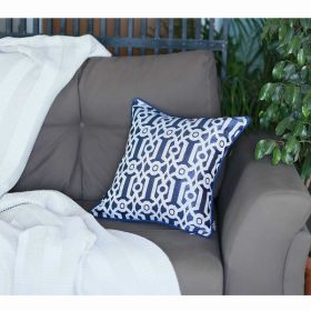 17"x 17" Light Blue Jacquard Geo decorative Throw Pillow Cover (Pack of 1)