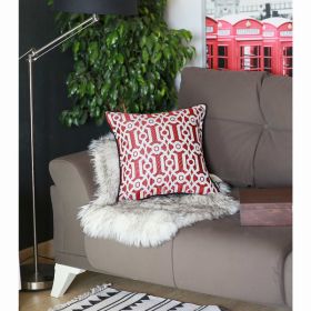 17"x 17" Red Jacquard Geo decorative Throw Pillow Cover (Pack of 1)