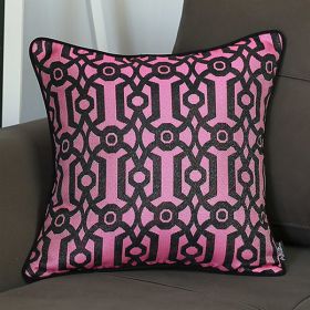 17"x 17" Purple Jacquard Geo decorative Throw Pillow Cover (Pack of 1)