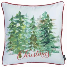 Christmas Tree Forrest Square Printed decorative Throw Pillow Cover (Pack of 1)