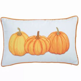 Pumpkin Trio Lumbar decorative Throw Pillow Cover (Pack of 1)