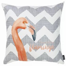 18"x 18" Gray Tropical Flamingo decorative Throw Pillow Cover (Pack of 1)