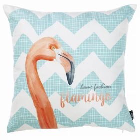 18"x 18" Blue Tropical Flamingo decorative Throw Pillow Cover (Pack of 1)