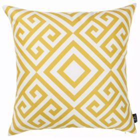 Yellow and White Printed decorative Throw Pillow Cover (Pack of 1)