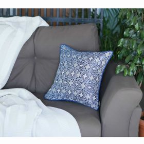 17"x 17" Blue Jacquard Aristo decorative Throw Pillow Cover (Pack of 1)