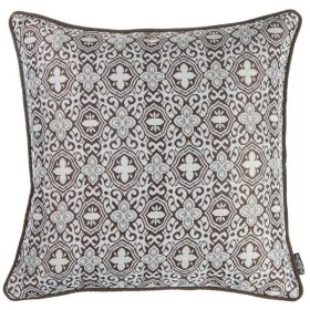 Brown and White Medallion decorative Throw Pillow Cover (Pack of 1)