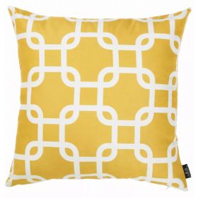 Yellow and White Lattice decorative Throw Pillow Cover (Pack of 1)