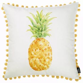 18"x 18" Tropical Pinapple PomPom decorative Throw Pillow Cover (Pack of 1)