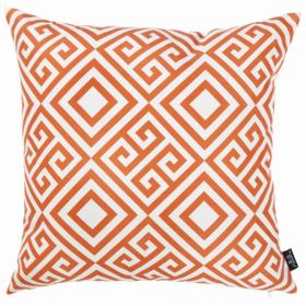 Orange and White Greek Key decorative Throw Pillow Cover (Pack of 1)