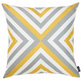 Yellow and Gray Geometric decorative Throw Pillow Cover (Pack of 1)