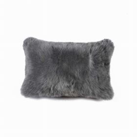 12" x 20" x 5" Gray Sheepskin - Pillow (Pack of 1)