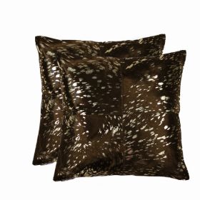 18" x 18" x 5" Gold And Chocolate, Quattro - Pillow 2-Pack (Pack of 1)