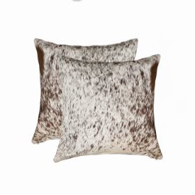 18" x 18" x 5" Salt And Pepper, Chocolate And White Cowhide - Pillow 2-Pack (Pack of 1)