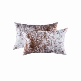 12" x 20" x 5" Salt And Pepper White And Brown, Cowhide - Pillow 2-Pack (Pack of 1)