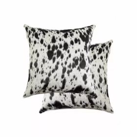 16"X16" Salt And Pepper, Black And White, Cowhide - Pillow 2-Pack (Pack of 1)