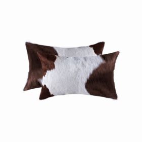 12" x 20" x 5" White And Brown, Cowhide - Pillow 2-Pack (Pack of 1)