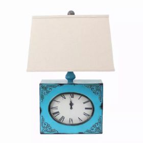 7" x 7" x 22" Blue, Vintage, Metal Clock Base - Table Lamp (Pack of 1)
