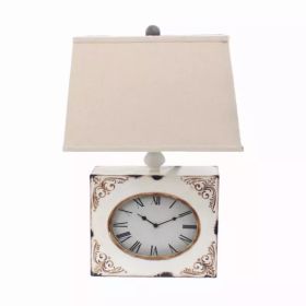 7" x 7" x 22" White, Vintage, Metal Clock Base - Table Lamp (Pack of 1)