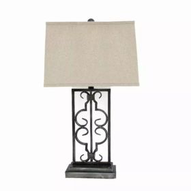 5.5" x 9.25" x 28.75" Gray, Industrial With Stacked Metal Pedestal - Table Lamp (Pack of 1)