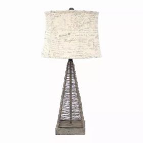 15" x 13" x 28.5" Tan, Industrial Metal With Gentle Linen Shade - Table Lamp (Pack of 1)