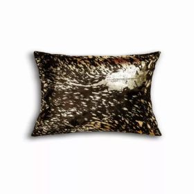 12" x 20" x 5" Chocolate And Gold Cowhide - Pillow (Pack of 1)